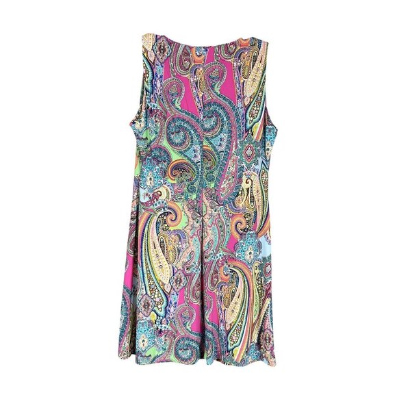 Tommy Hilfiger Womens 8 Psychedelic 70s Thyme Sleeveless Groovy Dress Stretchy - Picture 4 of 14